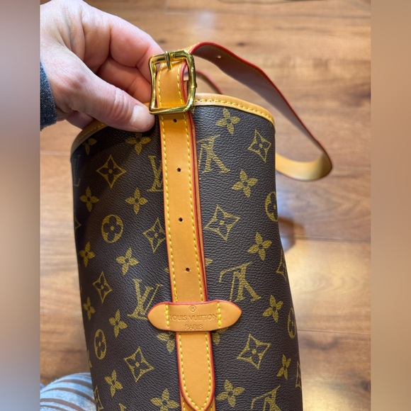 Designer Inspired Classic Monogram Shoulder Bag in Brown and Tan - Picture 6 of 16